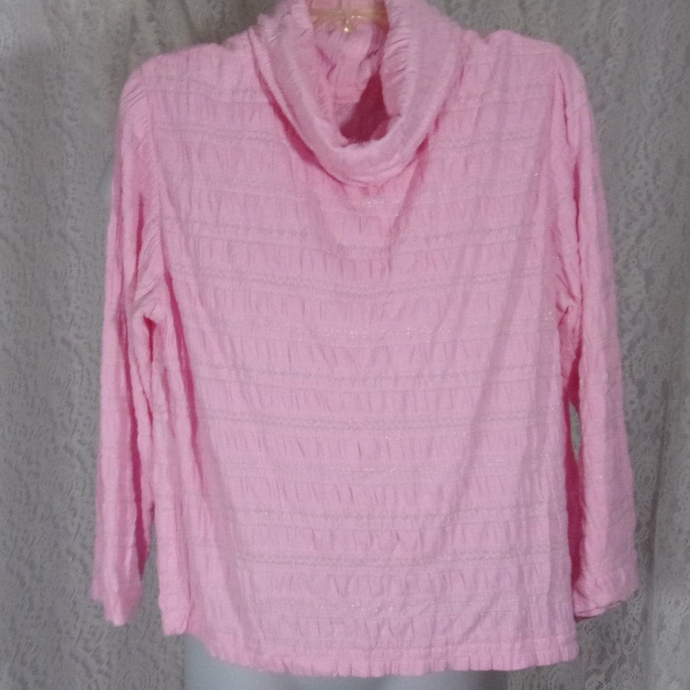 Pink Cowl Neck Top Smocked Design Size L - Picture 1 of 1